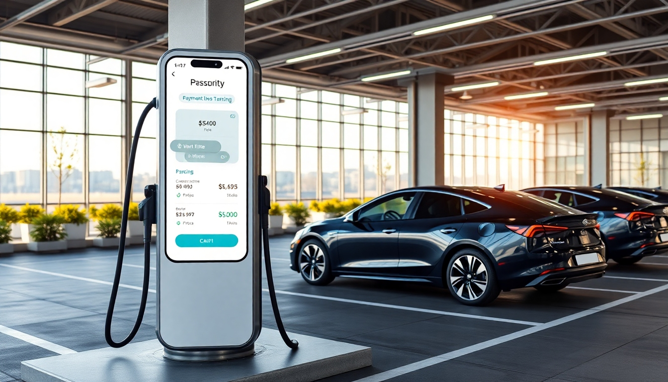 EV充電器の課金システムとデジタル決済画面