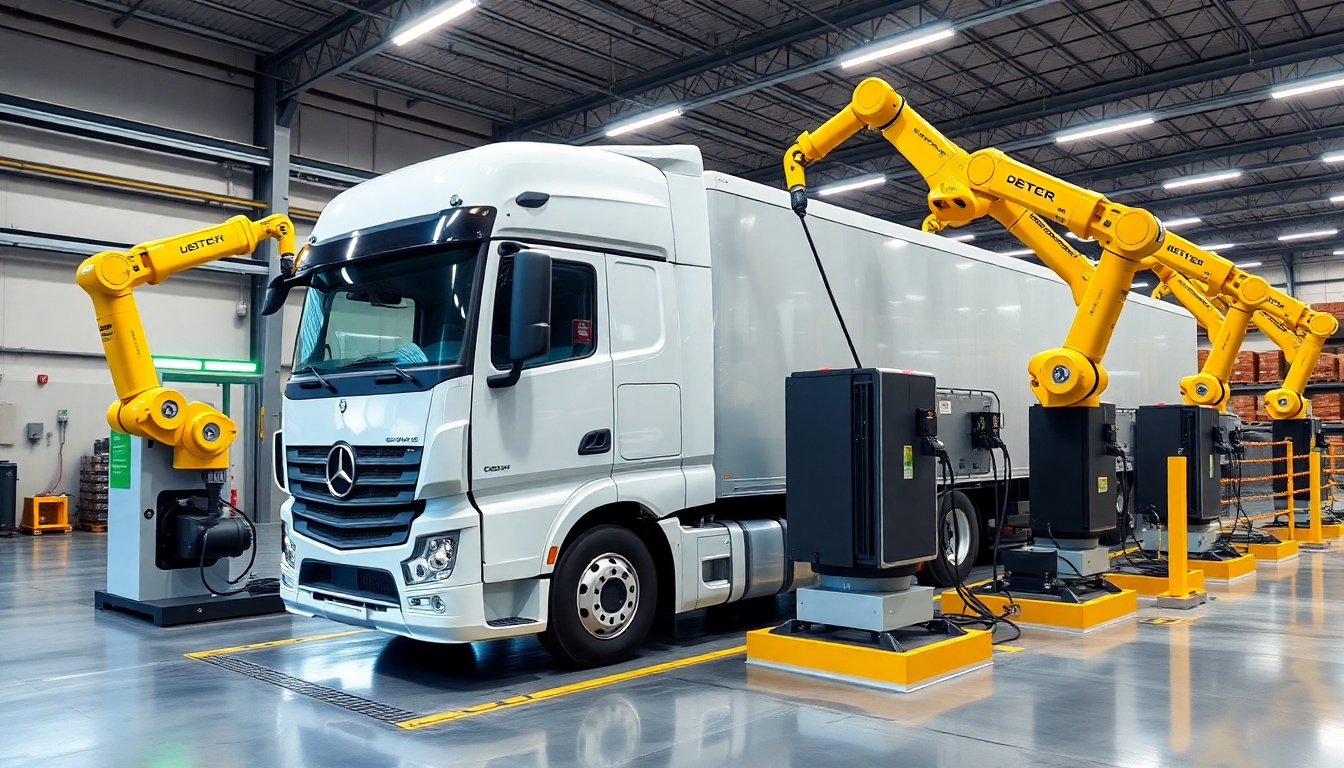 電気自動車トラックのバッテリー交換ステーションの実証実験